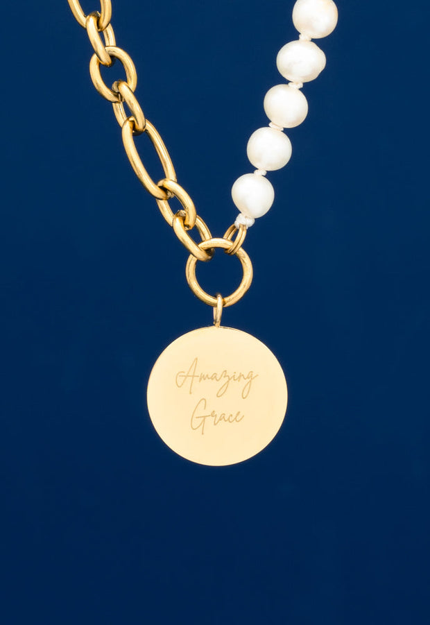 Amazing Grace Pearl & Chain Necklace