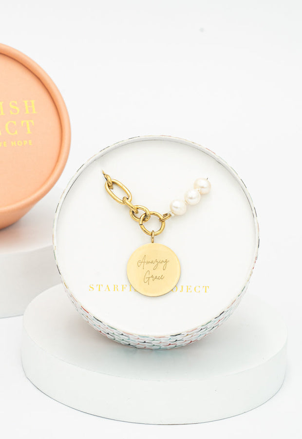 Amazing Grace Pearl & Chain Necklace