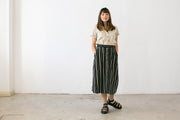 Isthmus Midi Skirt : Black & Oatmeal Stripe