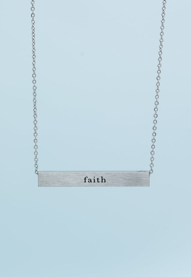 Faith Silver Bar Necklace