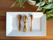 Kitchen Gift Set: Hand Embroidered Apron + Olive Wood Utensils
