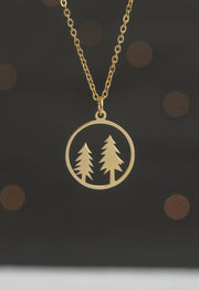 Evergreen Tree Necklace in Gold