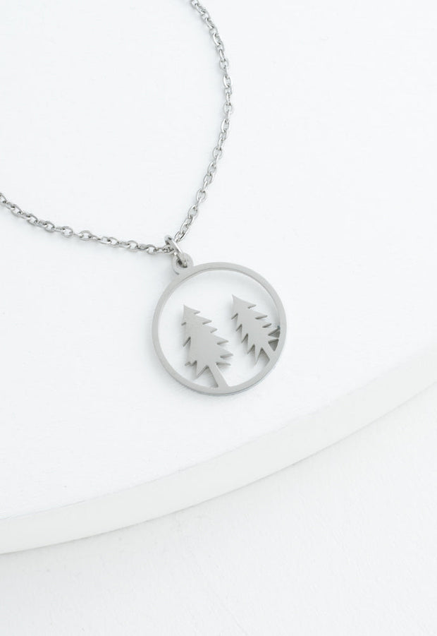 Evergreen Tree Necklace in Silver