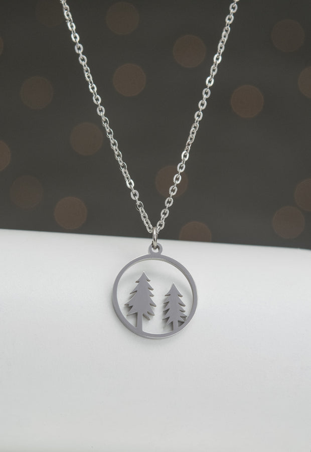 Evergreen Tree Necklace in Silver