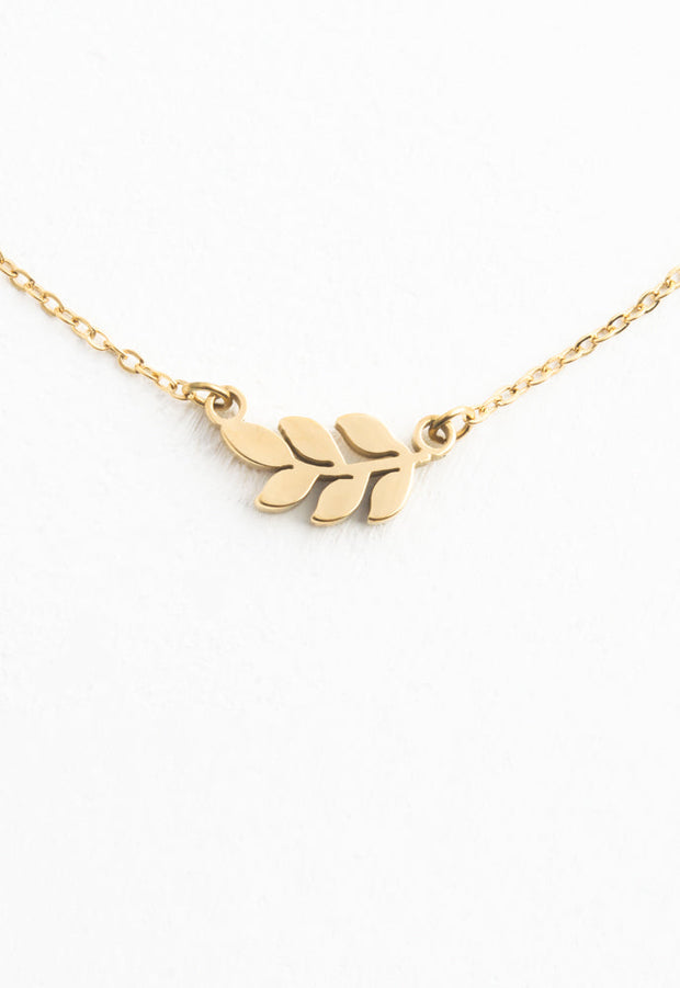 Rowen Leaf Necklace in Gold