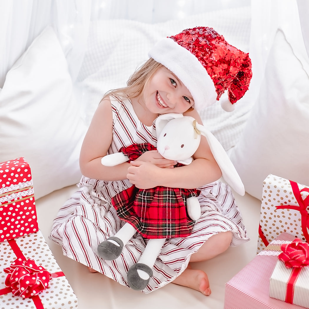 Havah the Bunny in Holiday Plaid Outfit