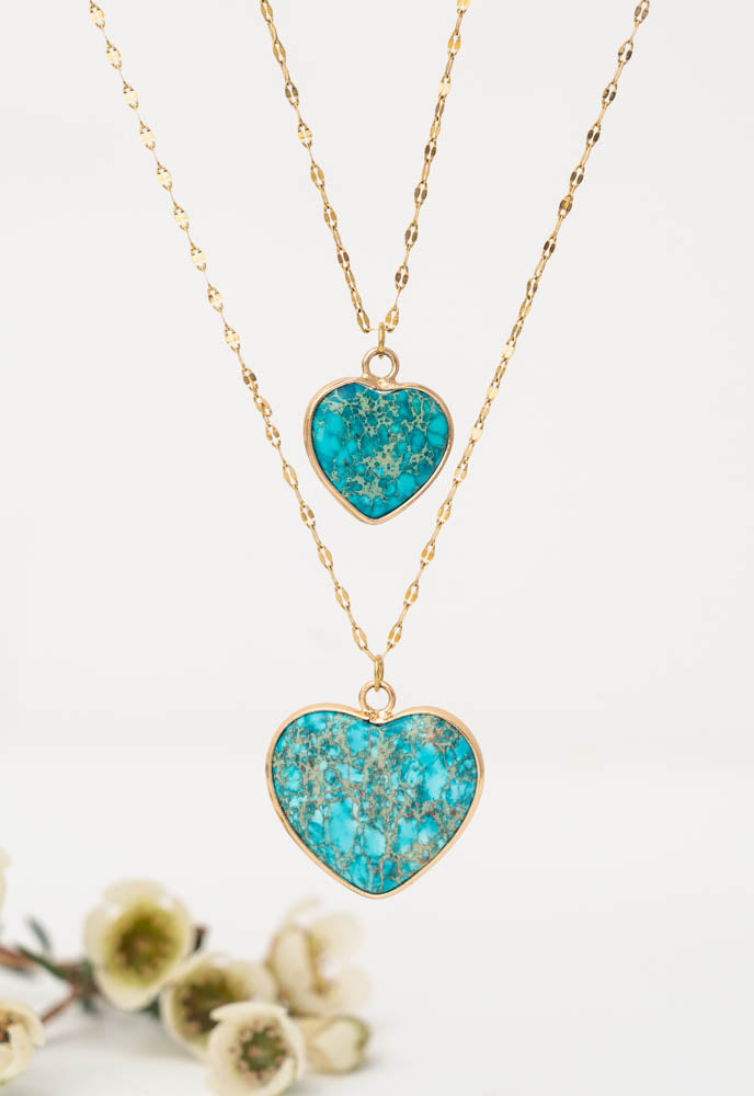 Always With You Jasper Heart Necklace Set