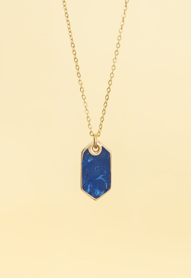 Ink Stone Necklace in Cobalt Blue