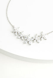 Radiant Bloom Platinum and Zircon Necklace