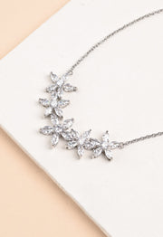 Radiant Bloom Platinum and Zircon Necklace