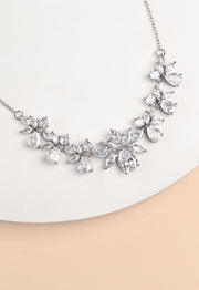 Glittering Garland Platinum and Zircon Necklace