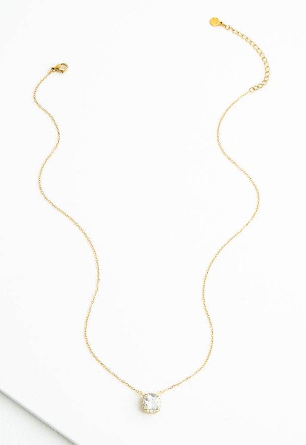 Forever Cushion-Cut Gold Necklace