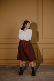 Bergen mid-length linen skirt