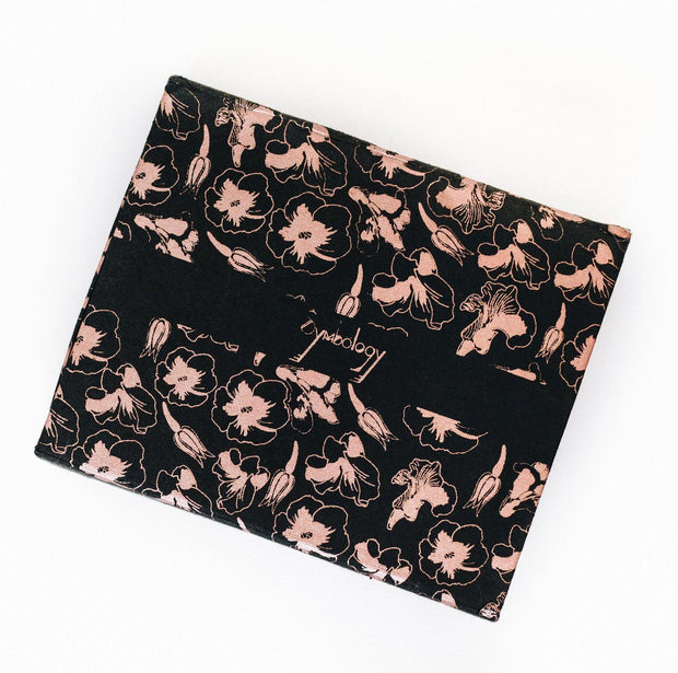 Handprinted Collapsible Box in Rose Gold Hibiscus