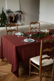 Linen tablecloth in Terracotta