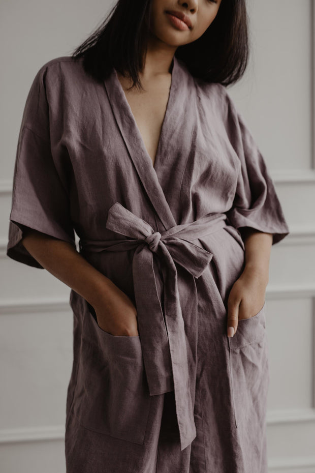 Linen bathrobe Midnight