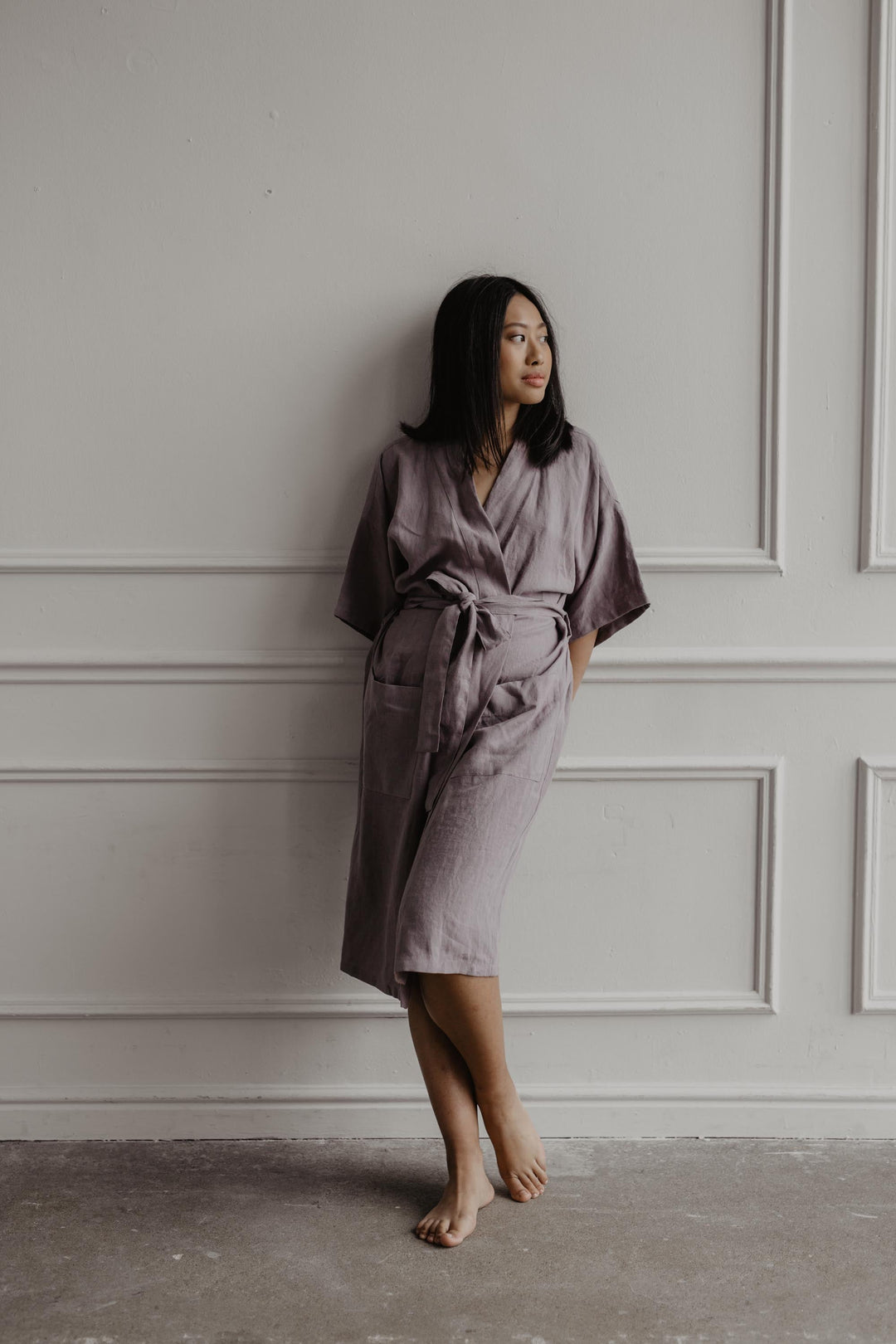 Linen bathrobe Midnight