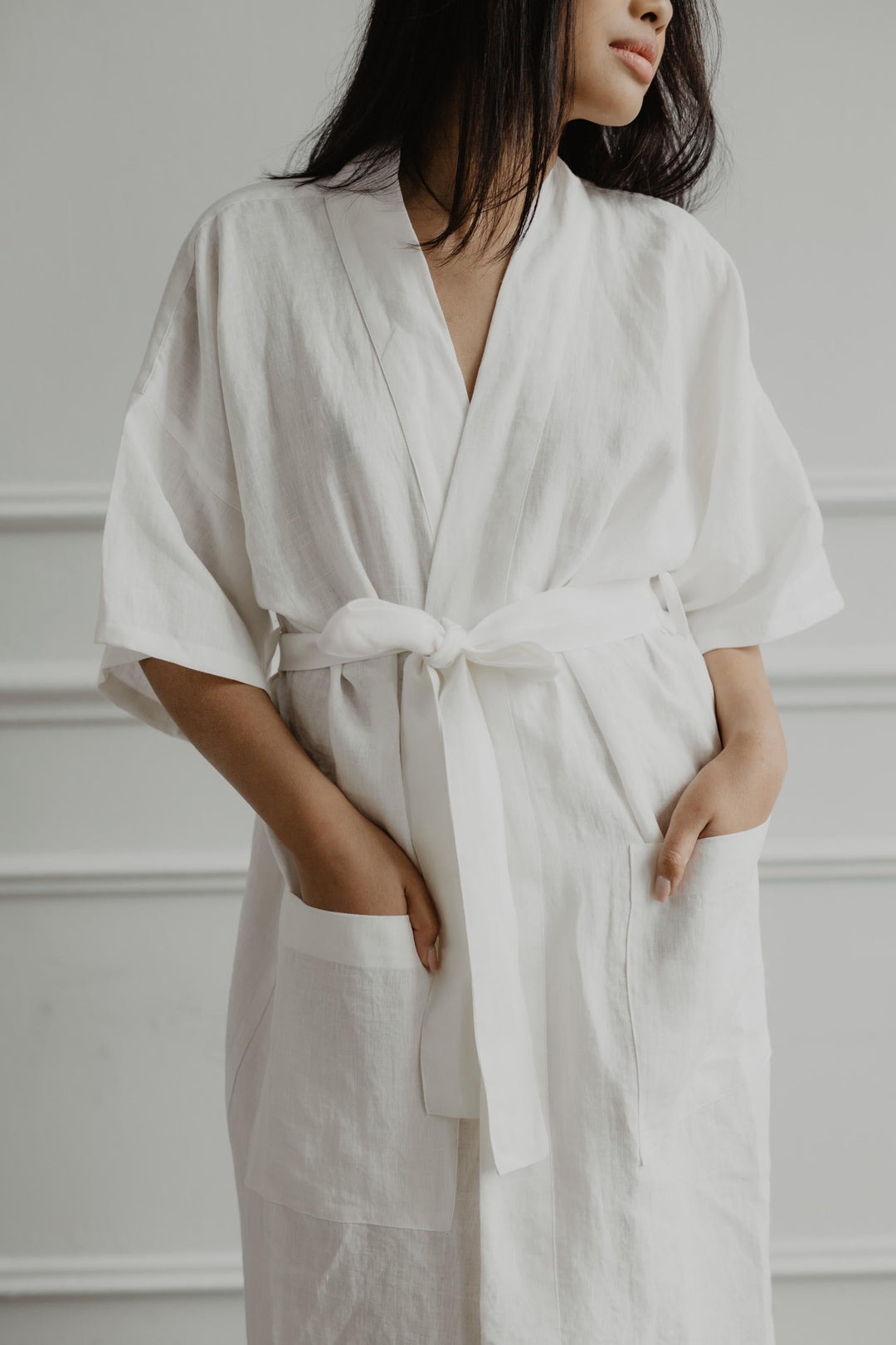 Linen bathrobe Midnight