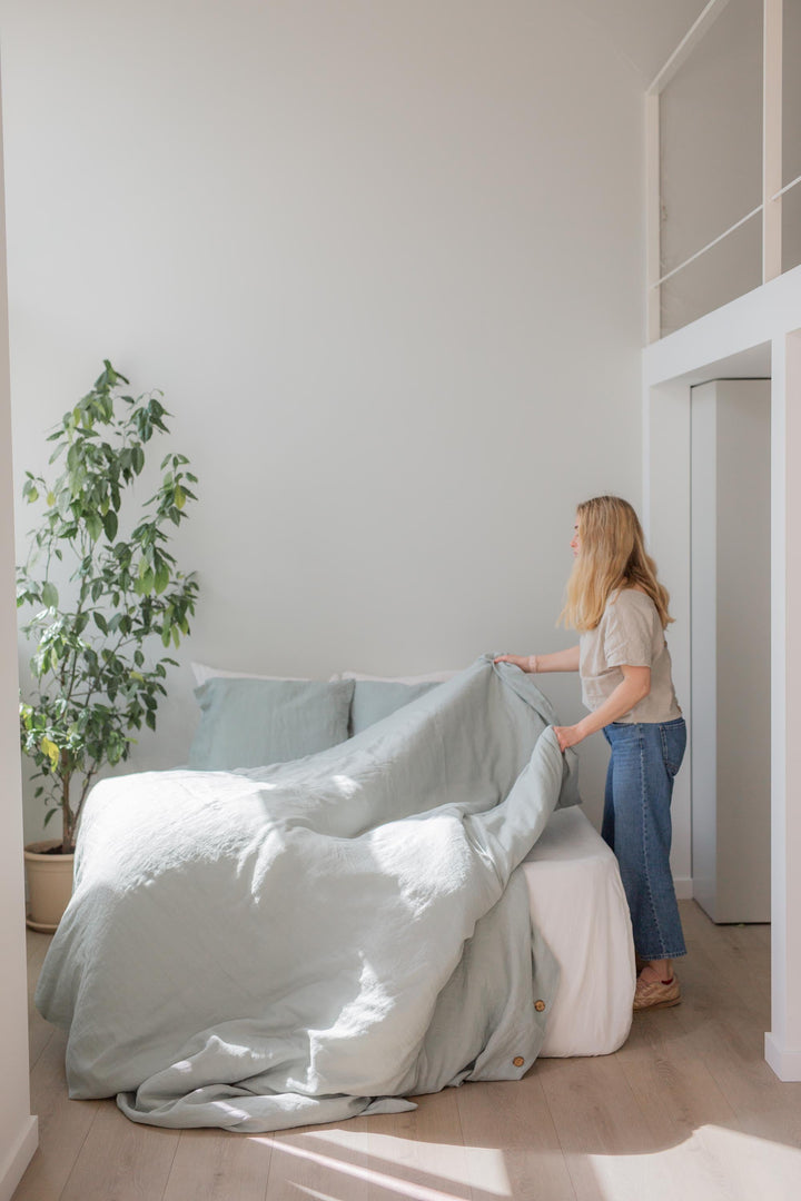 Linen bedding set in Sage Green