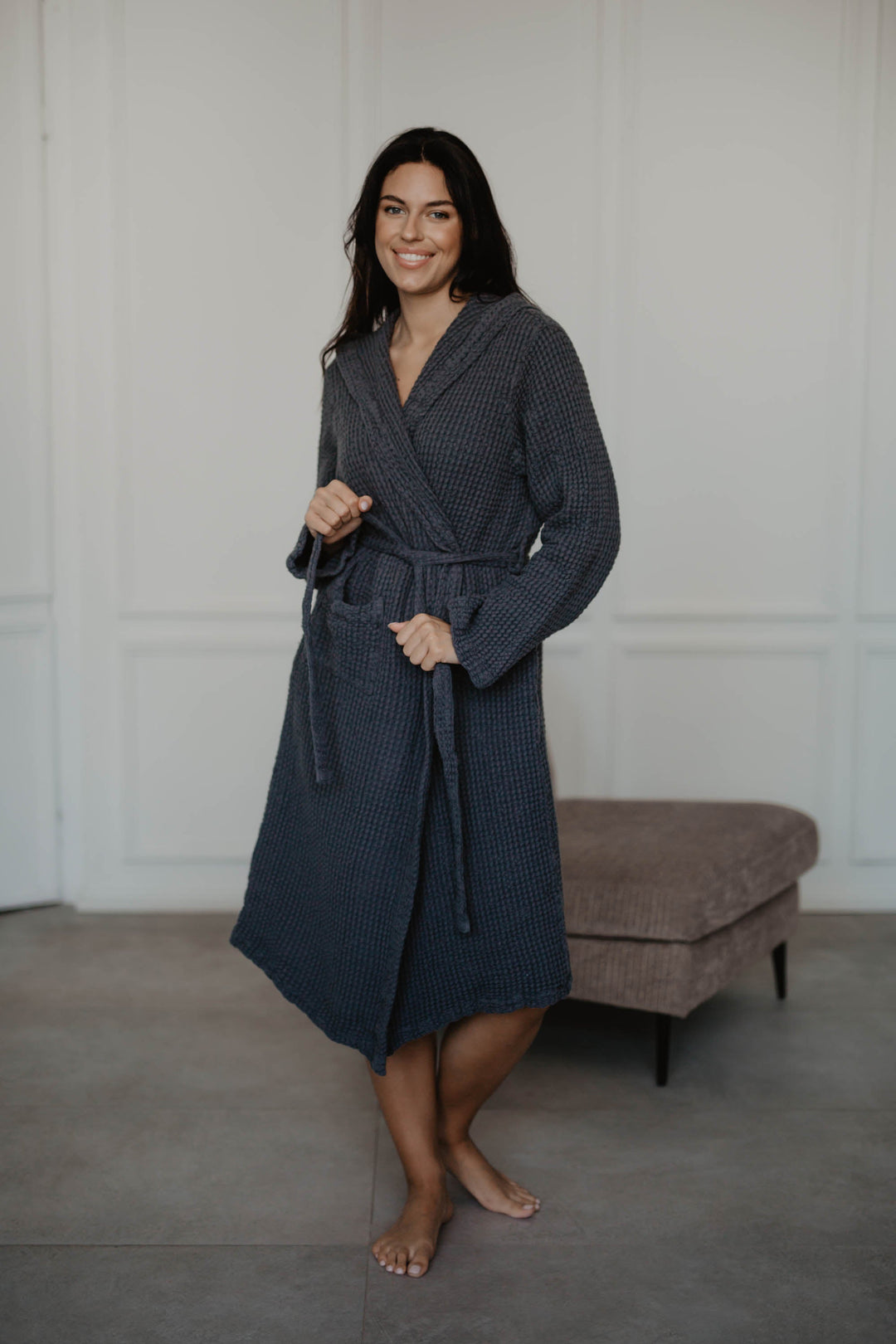 Waffle linen bathrobe Snuggle