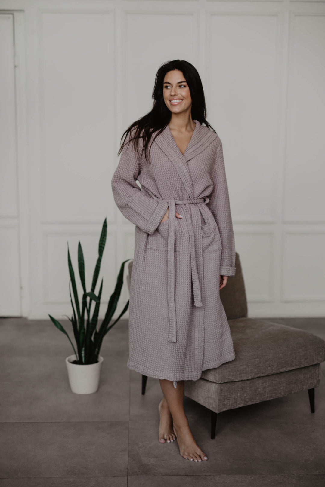 Waffle linen bathrobe Snuggle