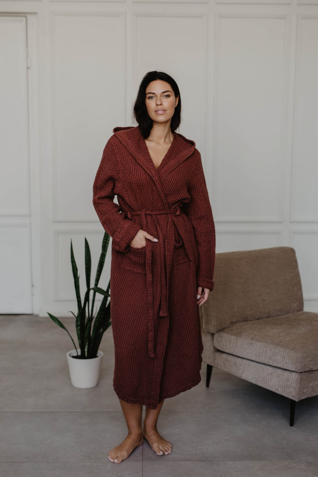 Waffle linen bathrobe Snuggle