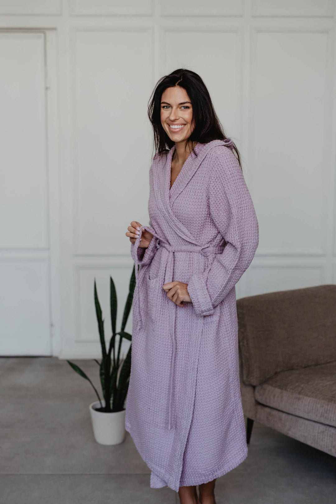 Waffle linen bathrobe Snuggle