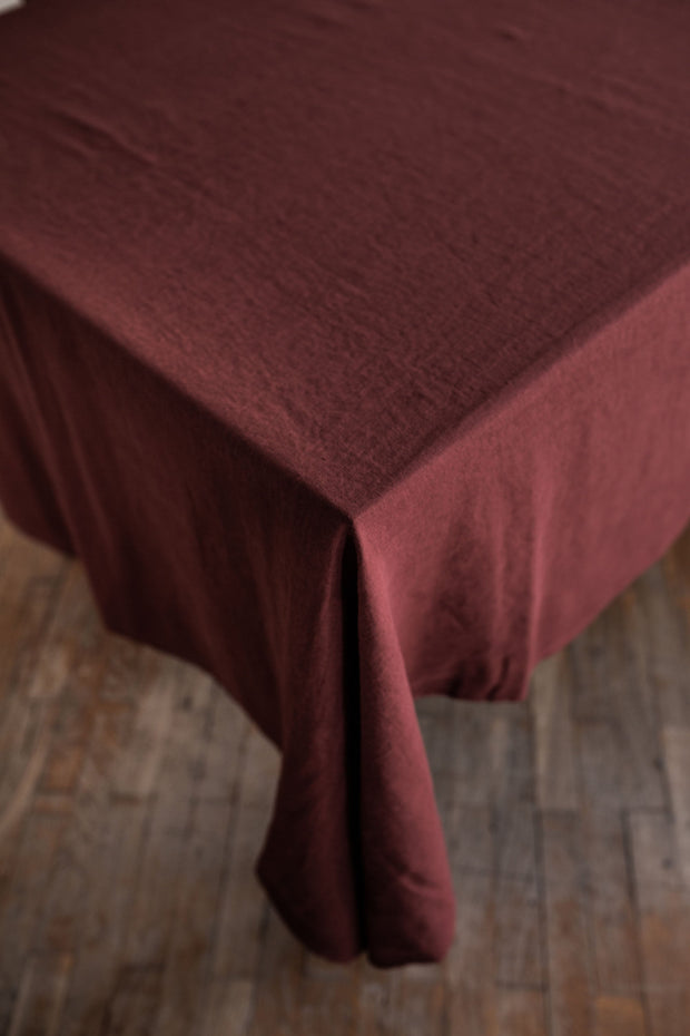 Linen tablecloth in Terracotta