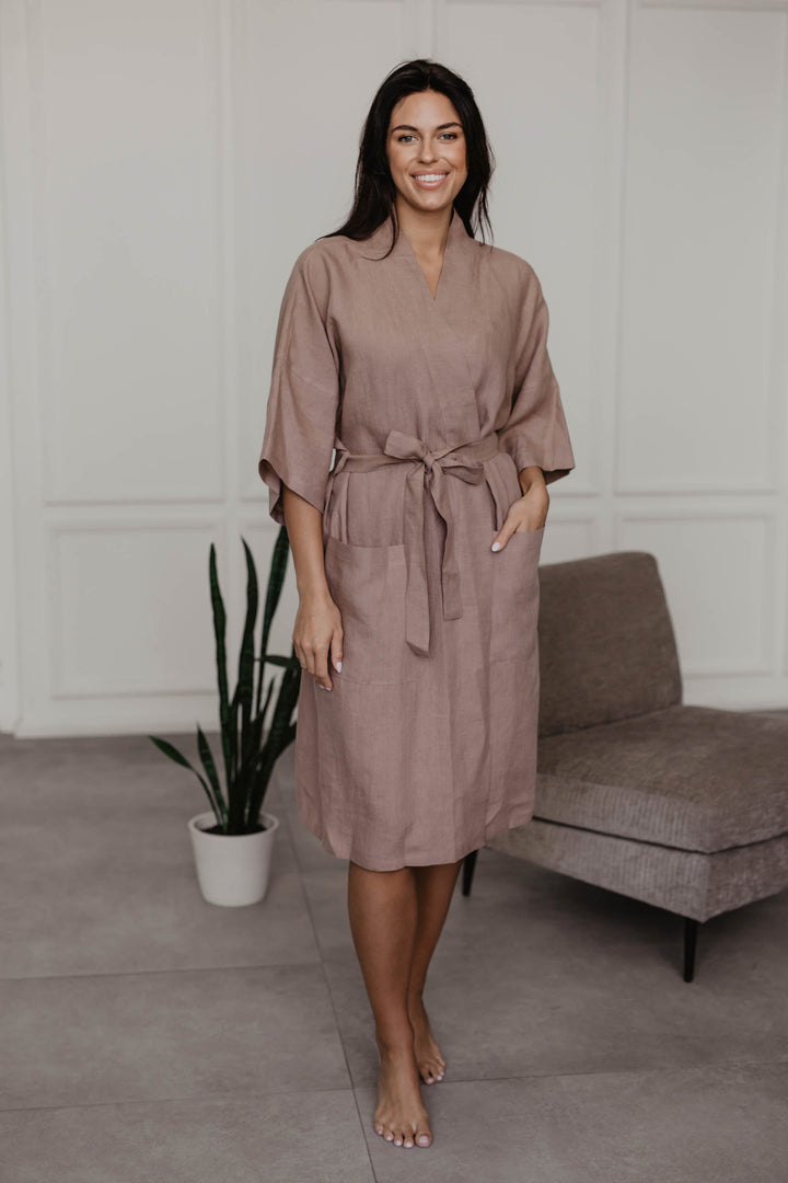 Linen bathrobe Midnight