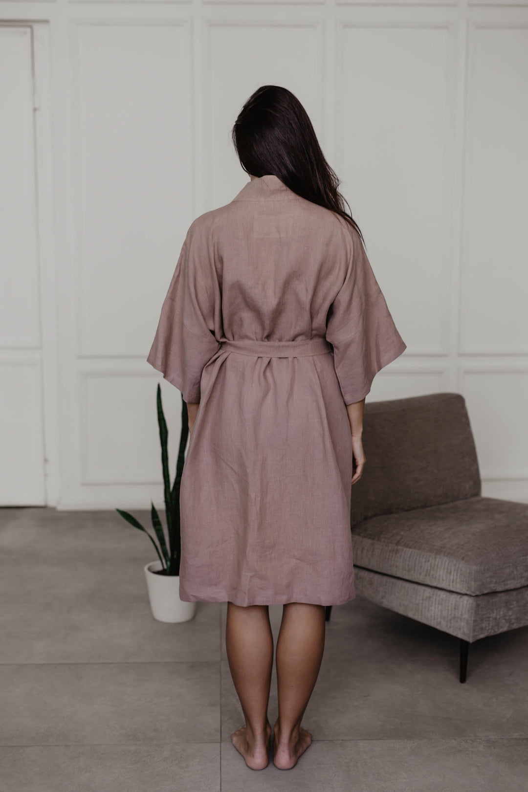 Linen bathrobe Midnight