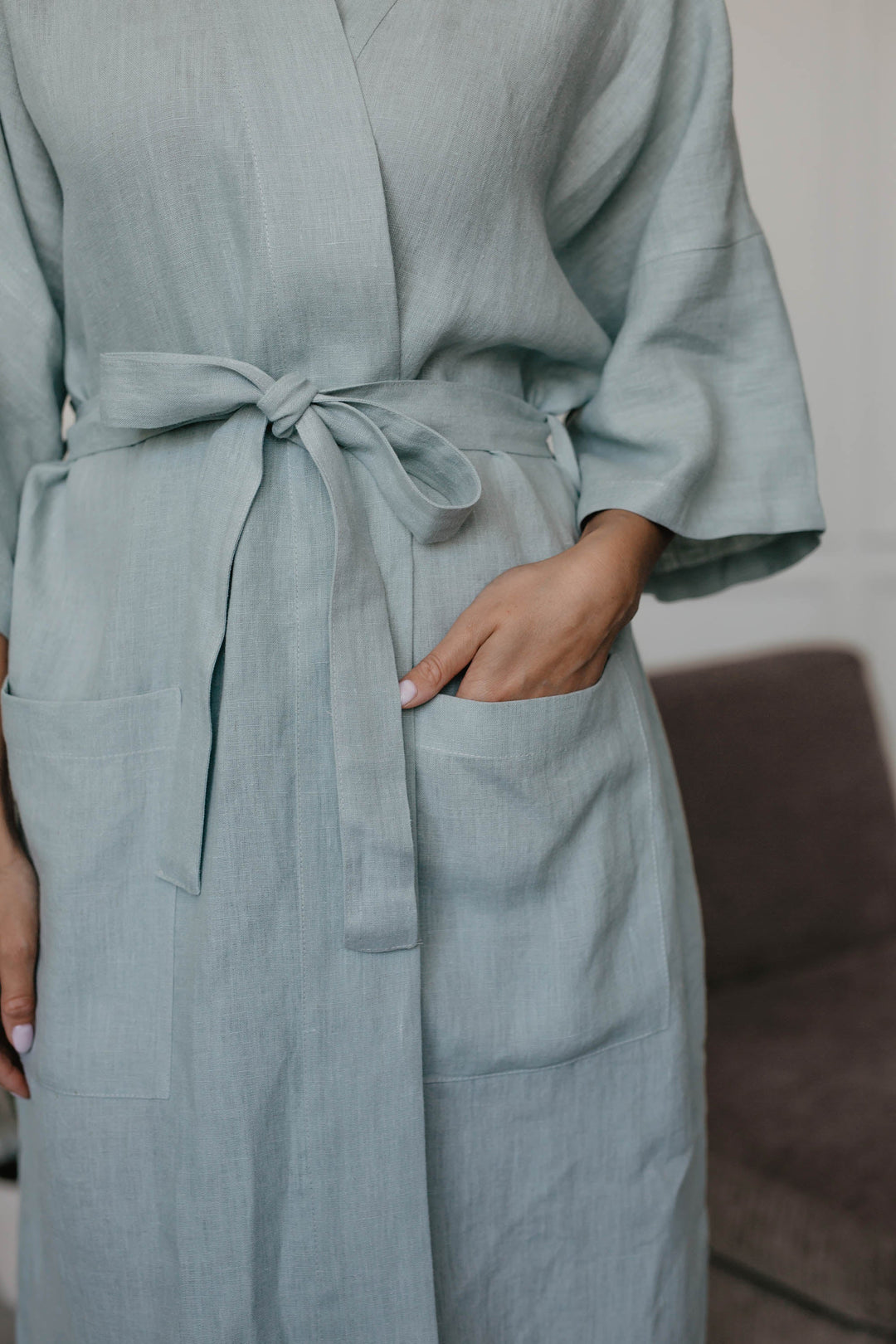 Linen bathrobe Midnight