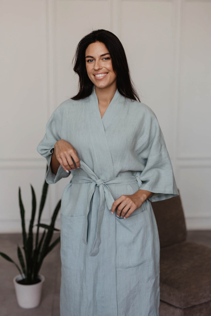 Linen bathrobe Midnight