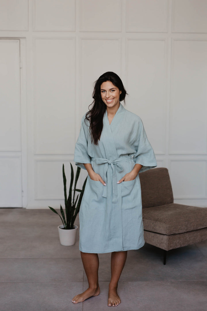 Linen bathrobe Midnight