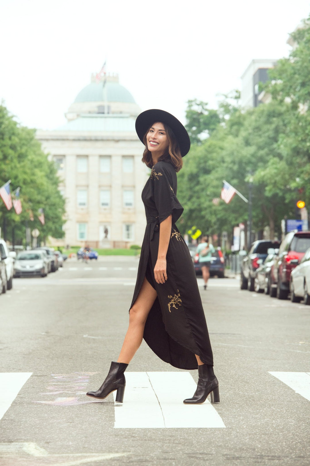 Cherry Blossom Maxi Wrap in Black + Gold