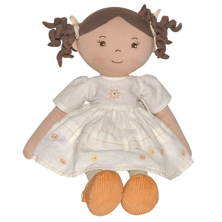 Cecilia - Dark Brown Hair in Cream Linen Dress With Display Box