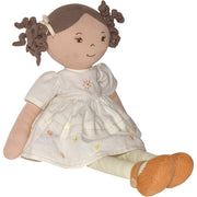 Cecilia - Dark Brown Hair in Cream Linen Dress With Display Box