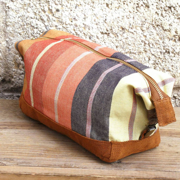 Toiletry Bag | Wide Caramel Stripes