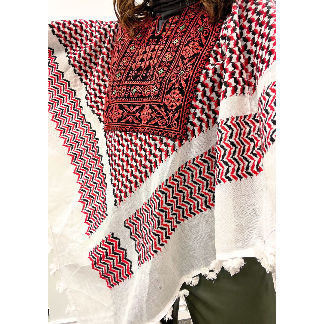 Kuffiyah with Embroidery Poncho