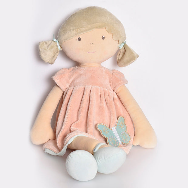 Pia Display Doll Brown Hair in Peach and Blue Dress