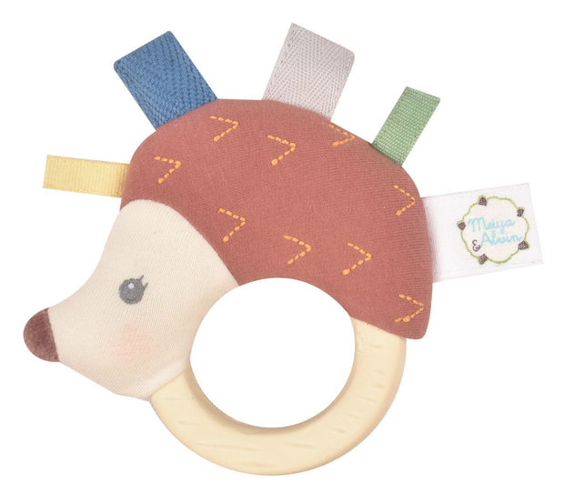Ethan the Hedgehog Plush Rattle with  Natural Rubber Teether