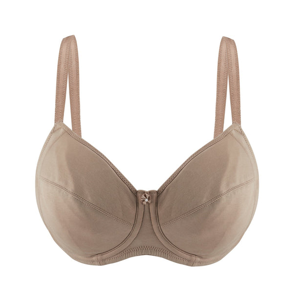 Warm Golden-Underwired Silk & Organic Cotton Full Cup Bra with Pemovable Paddings