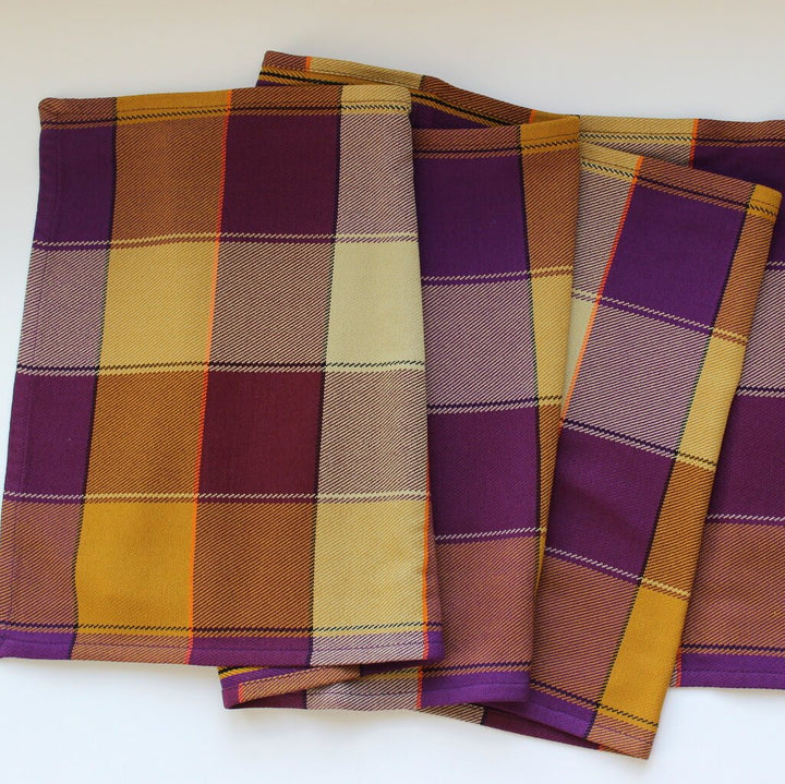 Plaid Twill Table Runner | Mustard & Eggplant