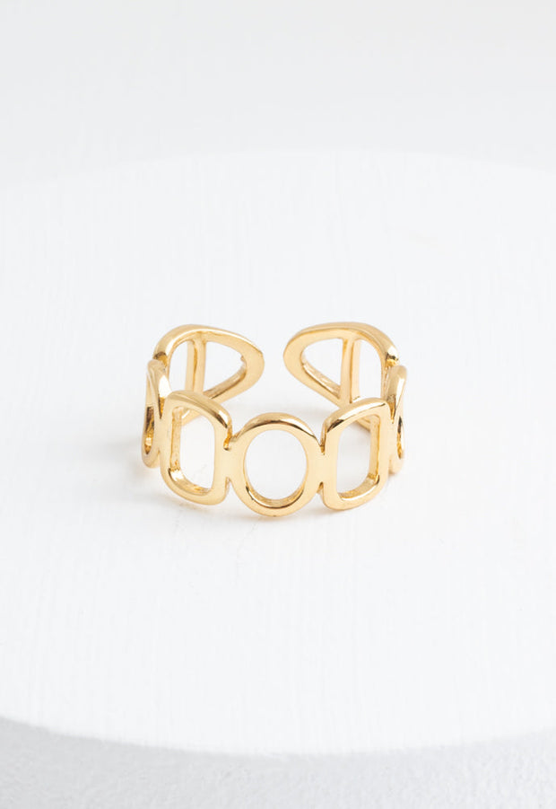 Unlocked Geometric Ring in Gold