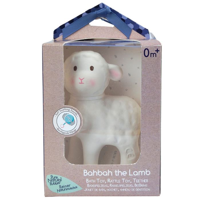 Bahbah the Lamb Organic Natural Rubber Teether, Rattle & Bath Toy