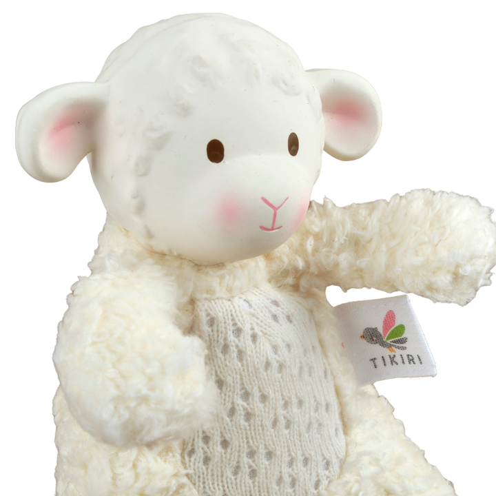 Bahbah the Lamb Baby Soft Toy with Organic Natural Rubber Teether Head