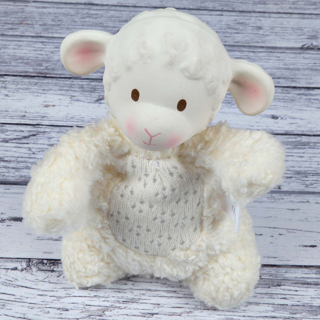 Bahbah the Lamb Baby Soft Toy with Organic Natural Rubber Teether Head