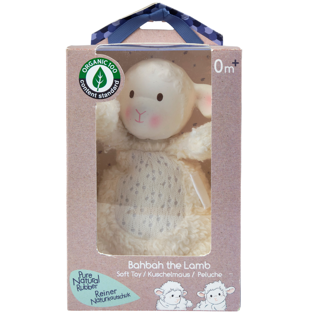 Bahbah the Lamb Baby Soft Toy with Organic Natural Rubber Teether Head