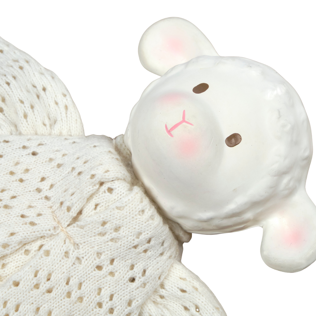 Bahbah the Lamb Baby Lovey with Organic Natural Rubber Teether Head