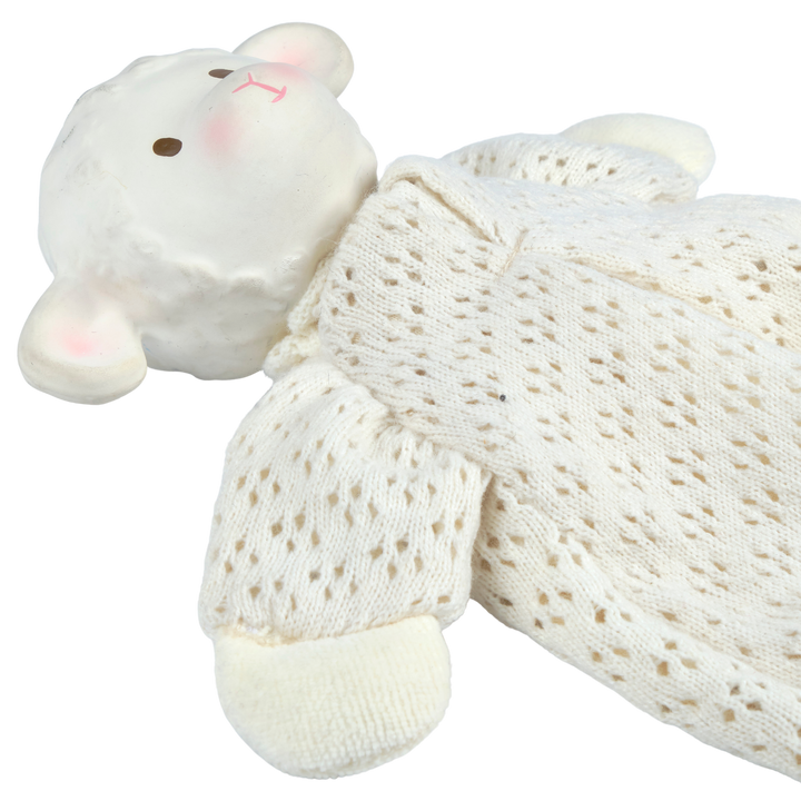 Bahbah the Lamb Baby Lovey with Organic Natural Rubber Teether Head