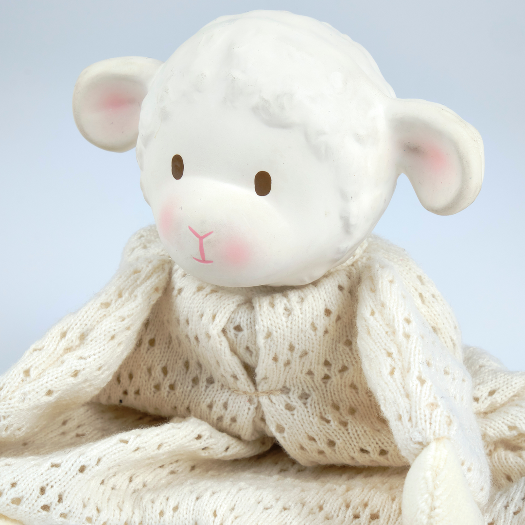 Bahbah the Lamb Baby Lovey with Organic Natural Rubber Teether Head